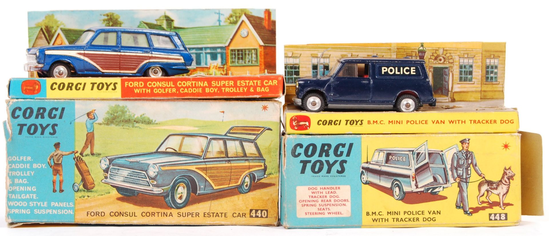 TWO ORIGINAL BOXED 1960'S CORGI TOYS MADE MODELS.