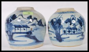 Two late 18th Century Japanese blue and white ging