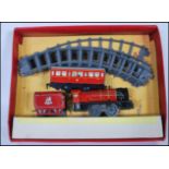 BRIMTOY CLOCKWORK TINPLATE TRAIN SET.