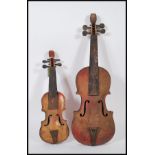 TWO VINTAGE TIN MUSICAL INSTRUMENTS VIOLINS