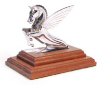 VINTAGE CHROME PEGASUS CAR MASCOT - MOUNTED ON A WOODEN BASE