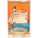 RARE 1930'S LAMPORT & HOLT SHIPPING LINE CRUISE POSTER