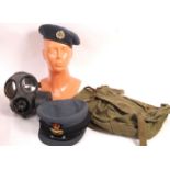 ASSORTED COLLECTION OF MILITARIA - HATS, MASKS ETC