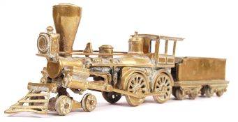 LARGE CAST BRASS MODEL OF AN AMERICAN STEAM TRAIN