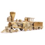 LARGE CAST BRASS MODEL OF AN AMERICAN STEAM TRAIN