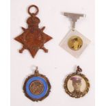 COLLECTION OF WWI MEDALS AND SWEETHEART JEWELLERY