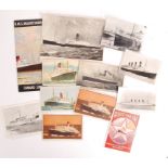 COLLECTION OF CUNARD / SHIPPING RELATED POSTCARDS & EPHEMERA