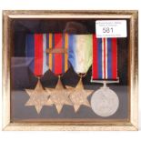 WWII SECOND WORLD WAR MEDAL GROUP - FRAMED