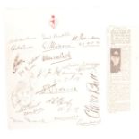 RARE SHEET OF CUNARD RELATED SIGNATURES - SHACKLETON, MARCONI ETC