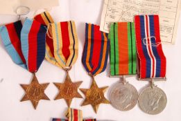 WWII SECOND WORLD WAR MEDAL GROUP & MINIATURES