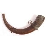 19TH CENTURY AFRICAN WAR HORN / TRUMPET WITH BRONZE FURNITURE