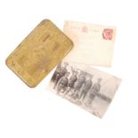 ORIGINAL WWI FIRST WORLD WAR BRITISH 1914 TIN AND POSTCARDS