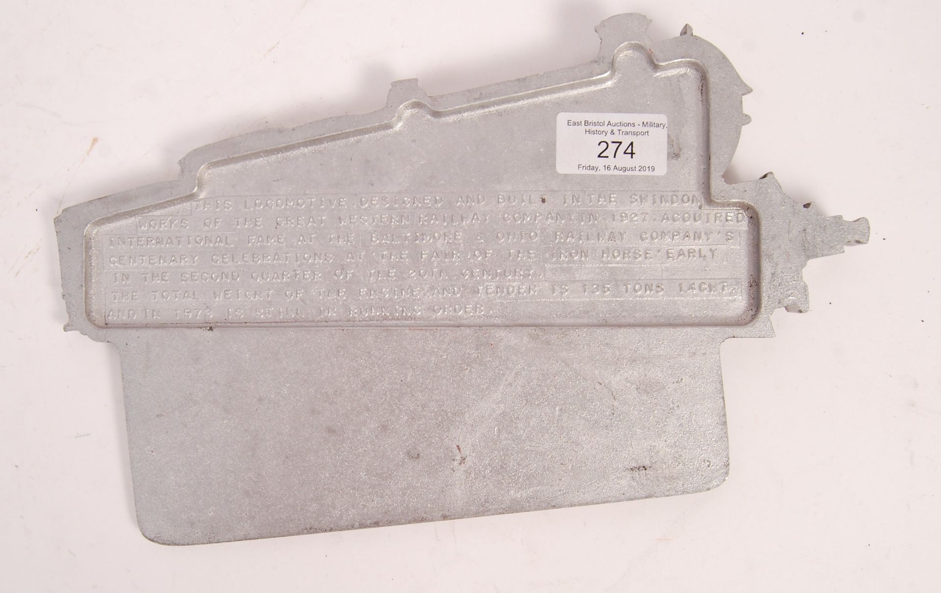 CAST ALUMINIUM KING GEORGE V TRAIN PLAQUE - Bild 2 aus 2