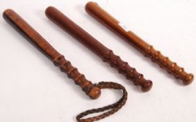 GROUP OF THREE EARLY 20TH CENTURY POLICE TRUNCHEONS