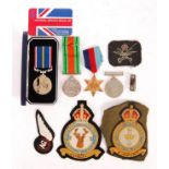 ASSORTED WWII SECOND WORLD WAR RELATED MEDALS AND PATCHES