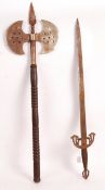 TWO REPLICA THEATRICAL REENACTMENT WEAPONS