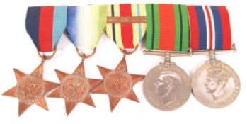 WWII SECOND WORLD WAR MEDAL GROUP ON BAR