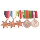 WWII SECOND WORLD WAR MEDAL GROUP ON BAR