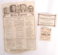 RARE 1932 FOOTBALL CUP FINAL EPHEMERA - ARSENAL V NEWCASTLE UNITED