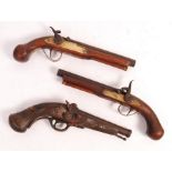 19TH CENTURY STYLE DECORATIVE REPLICA FLINT LOCK PISTOLS