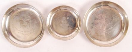 HALLMARKED SILVER MILITARY RELATED PIN DISHES