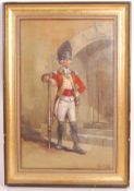PAINTING OF AN 18TH CENTURY GRENADIER OFFICER BY PETER KEMPLAY