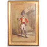 PAINTING OF AN 18TH CENTURY GRENADIER OFFICER BY PETER KEMPLAY