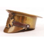 RARE WWI FIRST WORLD WAR TRENCH ART OFFICER'S CAP SNUFF BOX