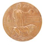 WWI FIRST WORLD WAR DEATH PLAQUE PENNY