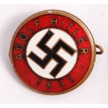 ORIGINAL NAZI PARTY ADOLF HITLER 1933 ENAMEL PARTY BADGE