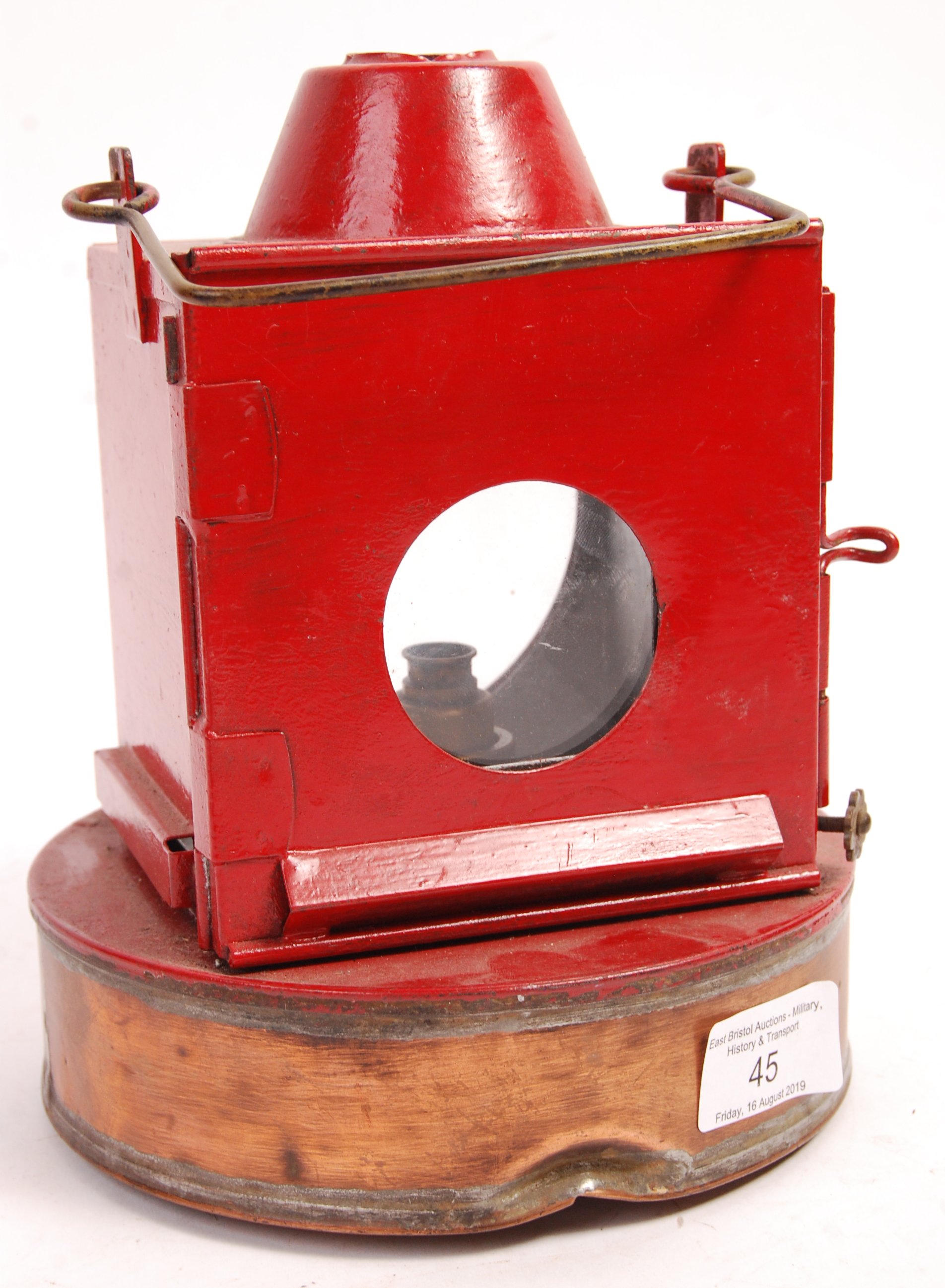 1950'S GWR / BR TYPE COPPER RAILWAY SIGNAL LAMP - Image 2 of 6