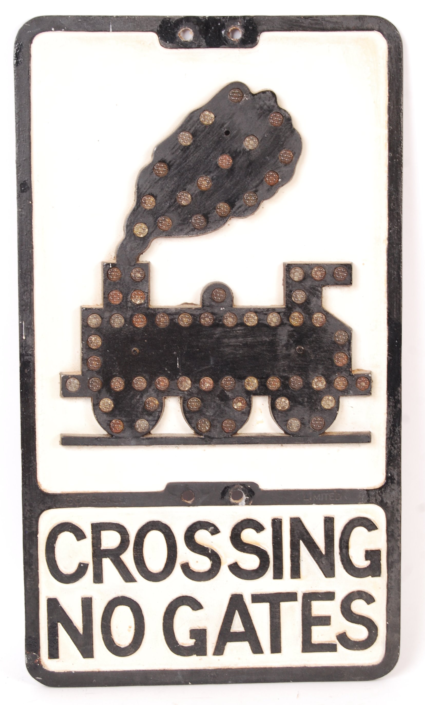 RARE ORIGINAL LOCAL INTEREST ' CROSSING NO GATES ' ROAD SIGN