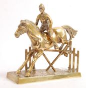 BRASS 20TH CENTURY STATUE OF A HORSE WITH RIDER