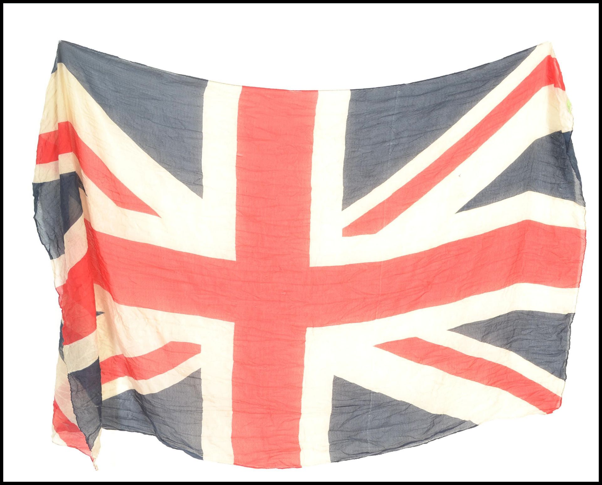 A 20th Century vintage large Union Flag / Union jack flag printed on muslin having stitched seams to