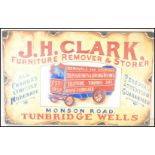 A contemporary artist's impression of a vintage enamel advertising sign for J. H. Clark furniture