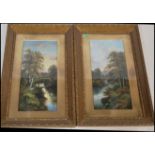 B. Hold - A pair of 20th Century oil on canvas paintings depicting English landscape scenes of