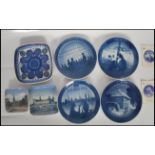 A group of four Royal Copenhagen blue and white porcelain plates to include a Bicentenary 1775-1975,