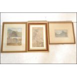 A group of 19th Century Victorian paintings to include a continental water colour landscape scene