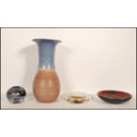 A collection of 1960's / 70's retro vintage studio art pottery and glass to include; Anna Ehmer