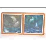 A pair of retro 20th Century framed George R Deakins - impasto oil on board painting pictures of a
