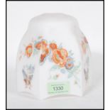 An Antique white porcelain pendant light shade with hand painted floral and butterfly