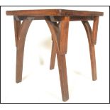 A 20th Century occasional / pub table by Stavecraft,flared square top raised on bentwood upright