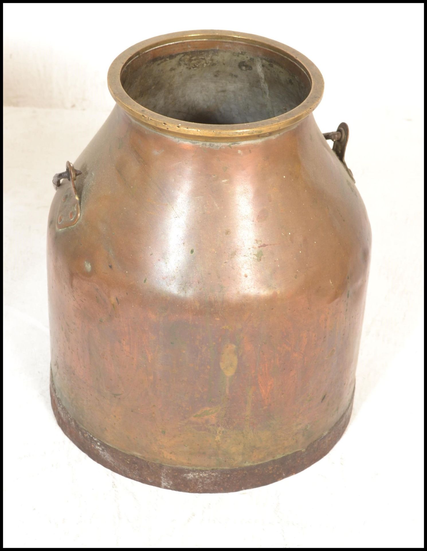 A 19th Century copper milk churn together with two Persian style hand worked coffee pots and a - Image 6 of 8