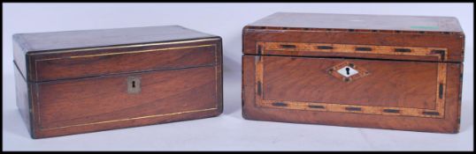 A 19th Century Victorian antique writing slope box and stationary box. the writing slope being