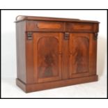 A late 19th / early 20th Century high Victorian flame mahogany chiffonier sideboard raised on plinth