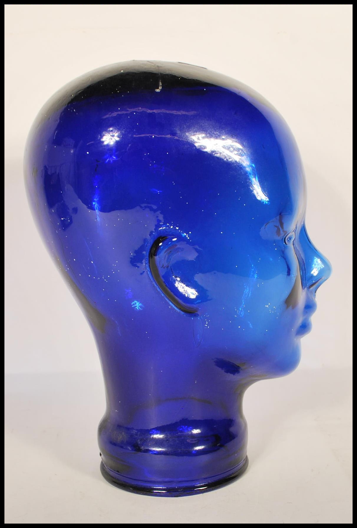 A 20th century art deco style moulded pressed glass phrenology type head - shop display stand / - Image 2 of 5