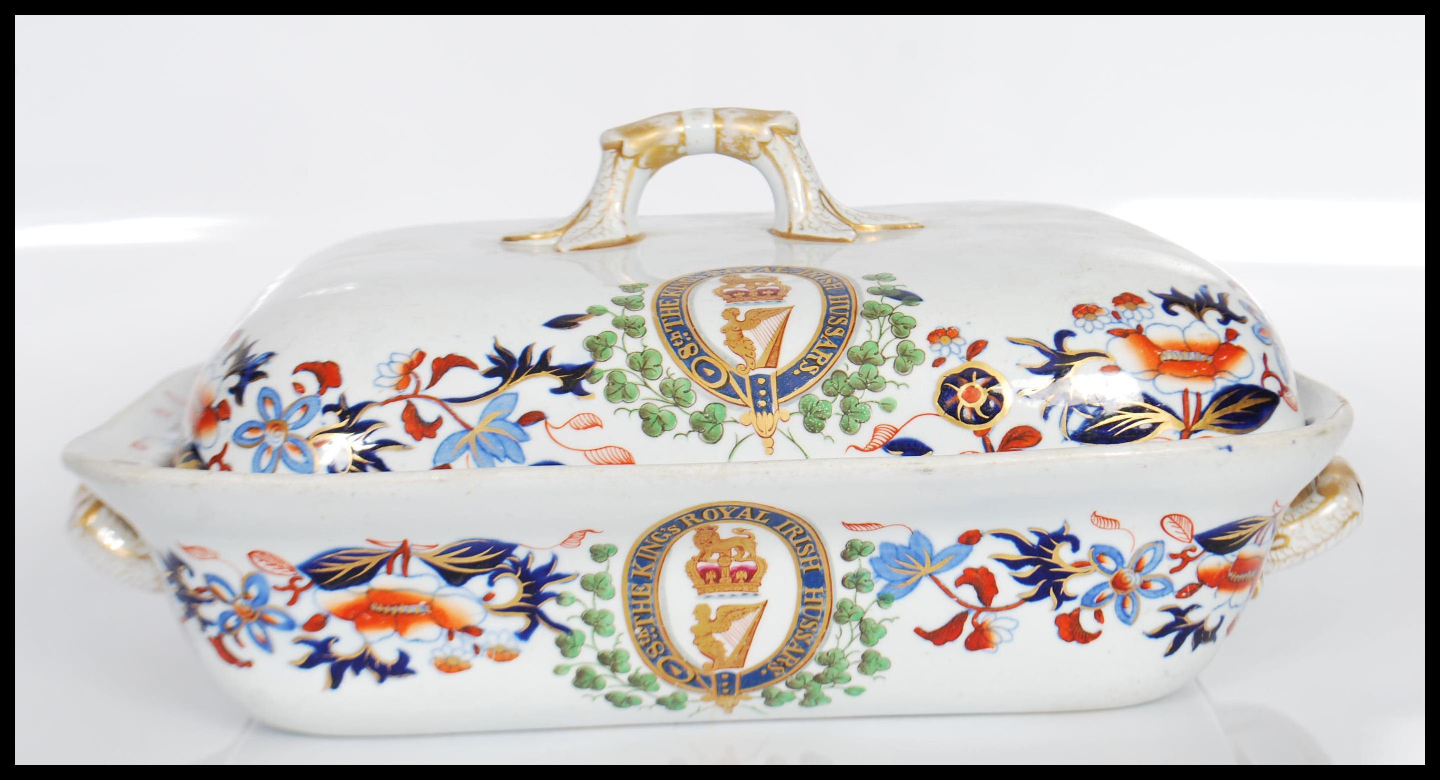 A 19th Century Victorian Spode tureen having hand painted Imari decoration to the sides bearing - Image 4 of 8