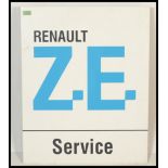 A 20th Century Renault garage showroom sign having a white finished ground with Renault in black