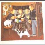 A limited edition Beryl Cook signed print entitled ' In The Snug '. The print bearing a blind