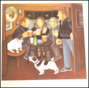 A limited edition Beryl Cook signed print entitled ' In The Snug '. The print bearing a blind